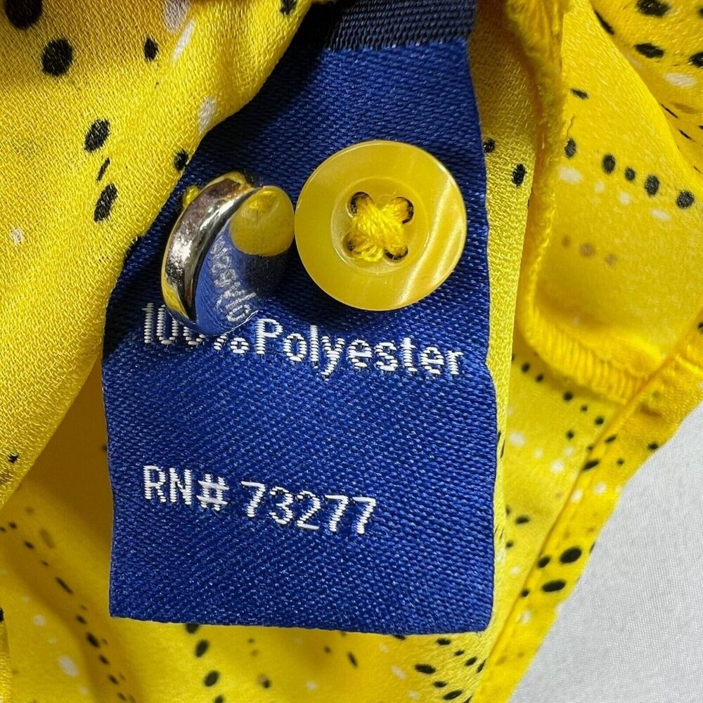 Apt 9 Blouse Womens Size Xlarge Yellow Black Dots Sleeveless Pockets - Picture 4 of 7